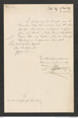 k.k. naturhistorisches Hofmuseum, Intendanzakten 1885-1896 (Hauer), Aktenzahl Z.51/1889, Seite 1